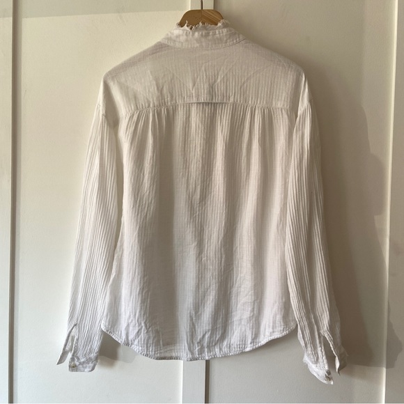 Raquel Allegra Blouse Shirt Frayed Collar White Size 0 UK 10 12 - Picture 10 of 11